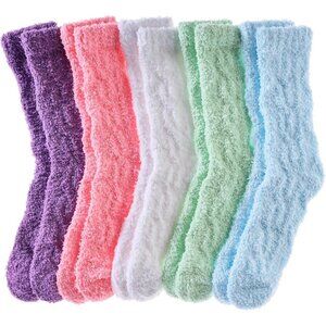 Women's Multi Fuzzy Socks Cozy Fluffy Slipper Soft Winter Warm Home Sleeping